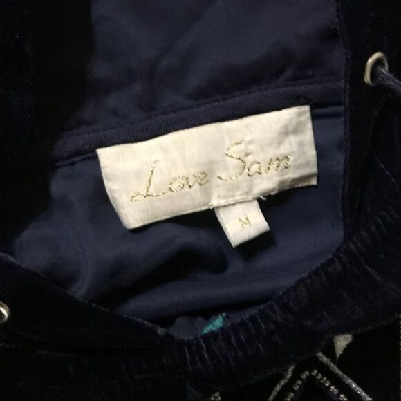 Love Sam Blue Velvet Embroidered Hoodie - Picture 6 of 8